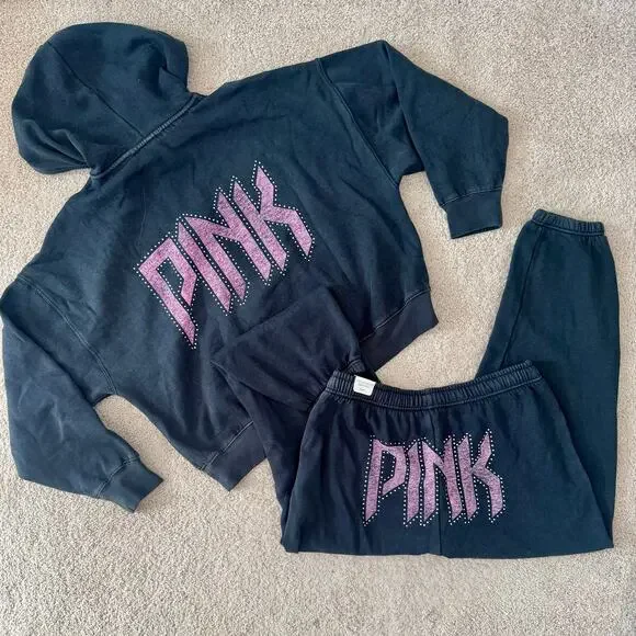 PINK Victoria’s Secret 2025 Bundle Sweatpants Hoodie Twice Tzuyu kpop Large - Picture 1 of 16
